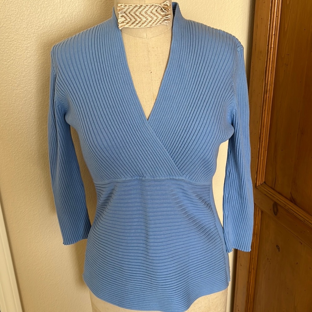 Women’s August Silk V neck pullover sweater. 3/4   Sleeves.